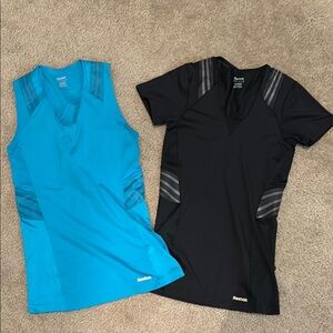 Reebok Women's Turquoise and Black Tank Top and Shirt bundle.